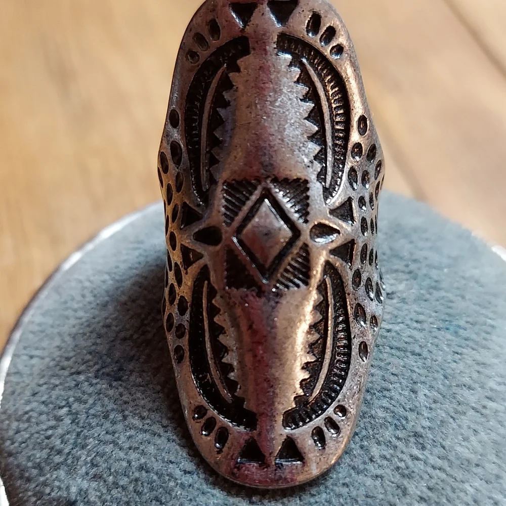 Vintage Large Long Silver Statement Ring - Picture 11 of 11